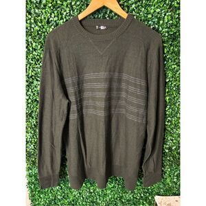 SmartWool Green Stripe L/S Crewneck Nylon Wool Acrylic Sweater Mens Sz Large